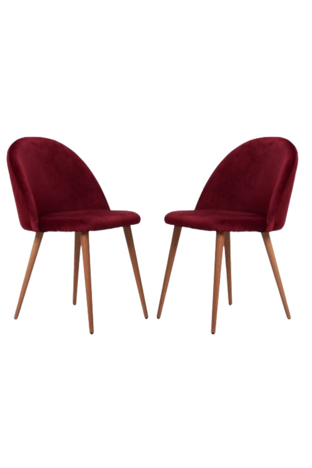 Life Interiors Set Of Lucia Ergonomic Velvet Dining Chairs With Wooden Legs, Modern Upholstered Accent Chair In Blue