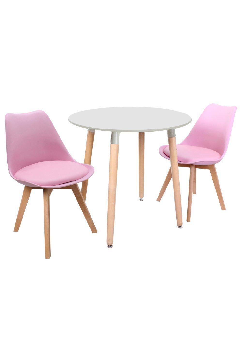 Life Interiors 'round Lorenzo' Dining Set With A Table And Chairs Set Of In Pink