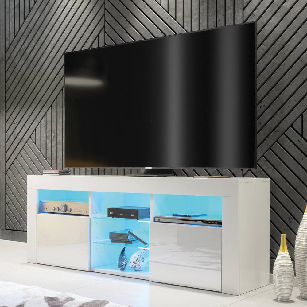 Creative Furniture Pulse Tv Unit Cm A Stylish And Practical Cabinet With Gloss Doors And Led Lights In White