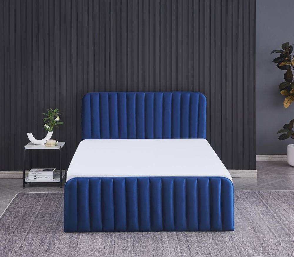 Kosy Koala Ottoman Gas Lift Storage Bed Ft Small Double With Mattress Blue Velvet Bedroom
