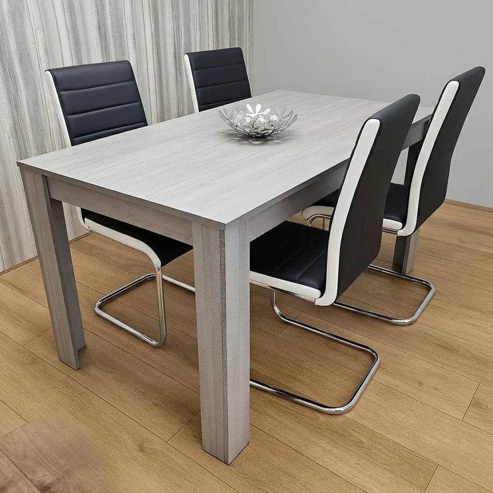 Kosy Koala Modern Grey Dining Table With Black Chairs Dining Room Furniture Set