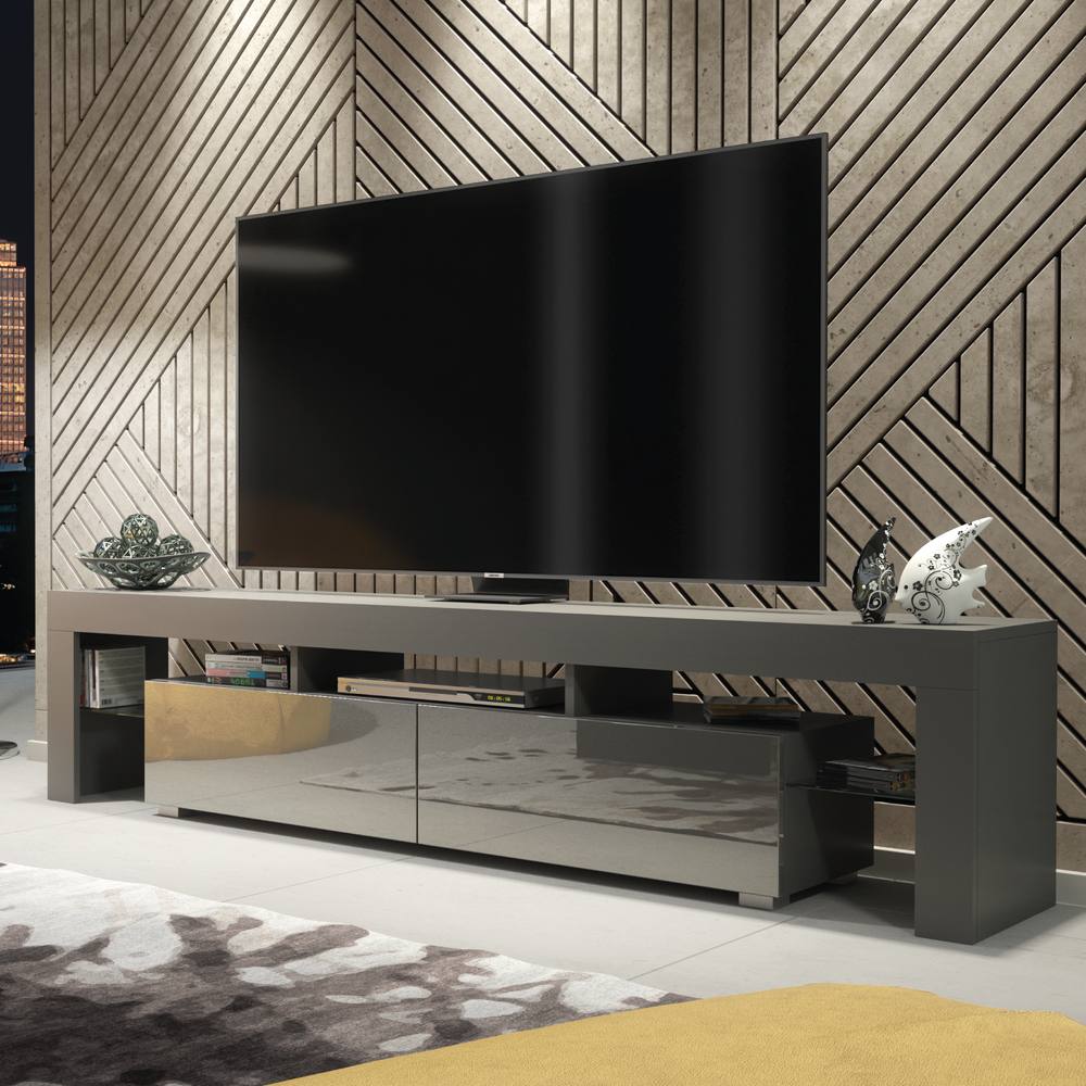 Creative Furniture Tv Unit Cm Modern - Dark Grey With High Gloss Doors