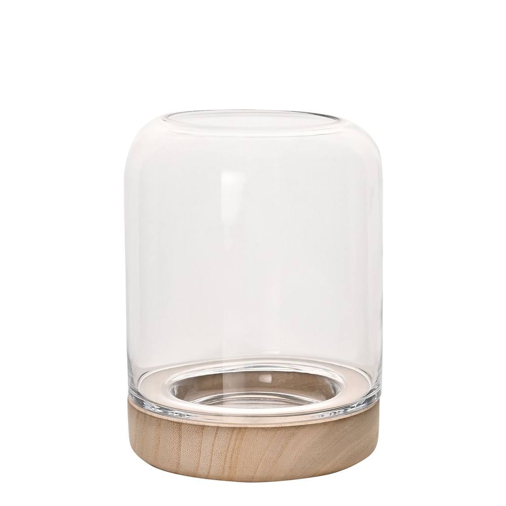 Hestia Handmade Candle Holder Clear Glass With Natural Base