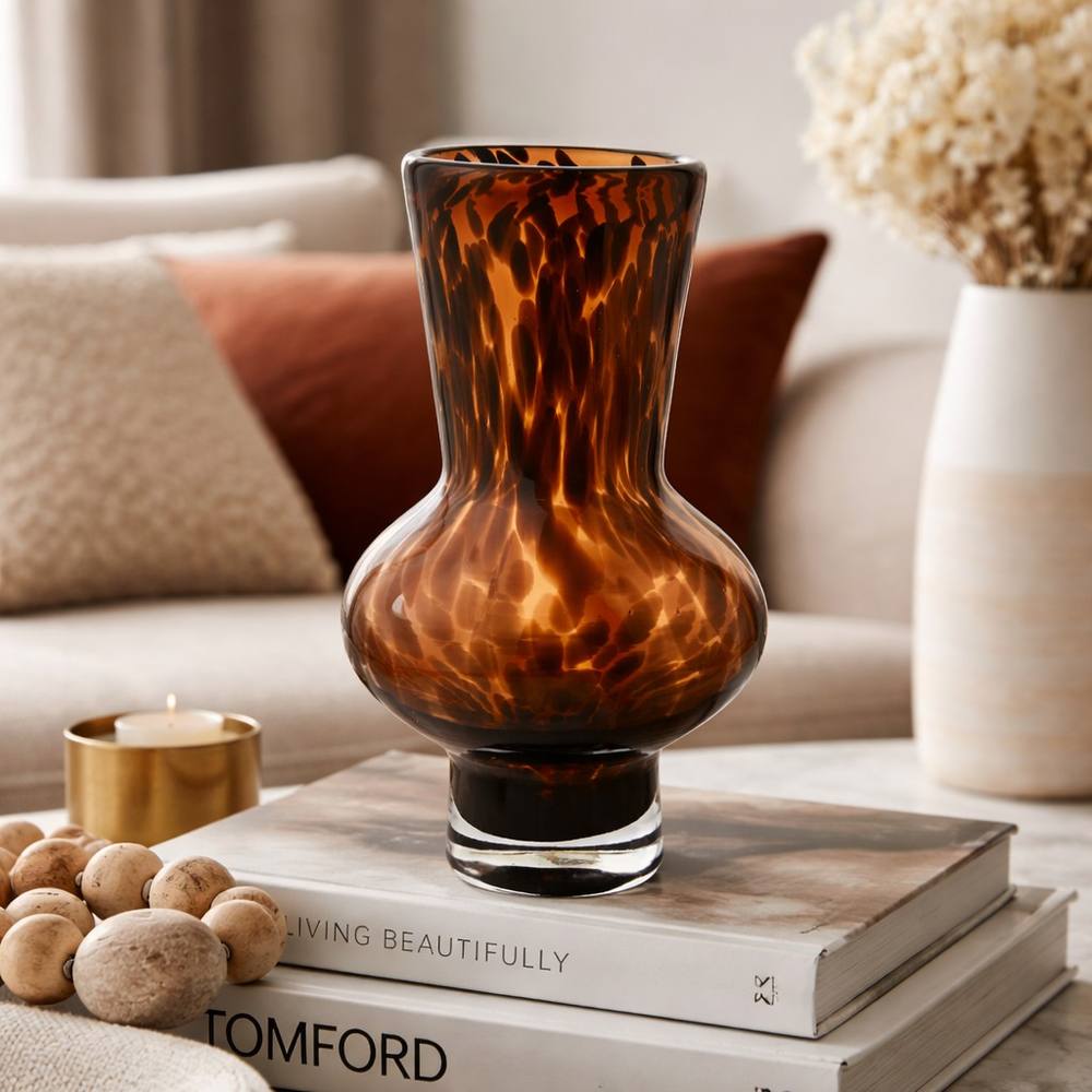 Hestia Tortoise Shell Vase In Brown