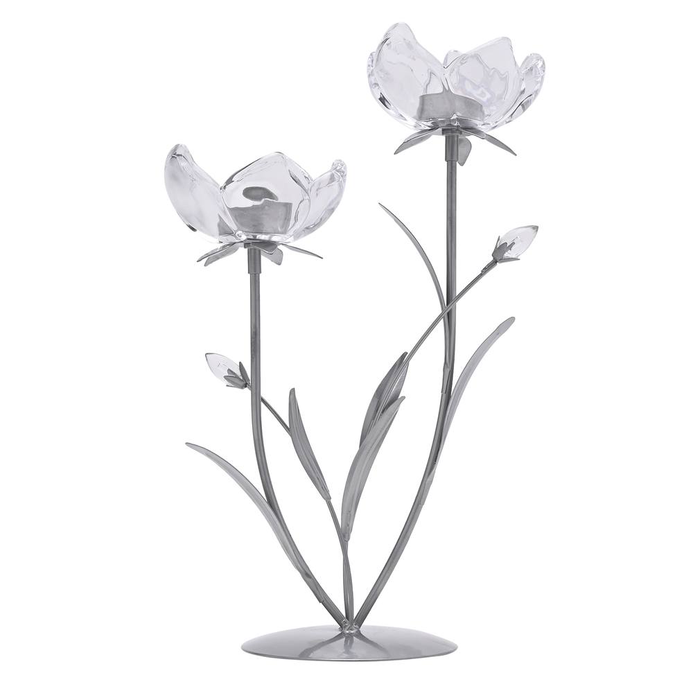 Hestia Stem Candle Holder With Clear Glass On Silver Base