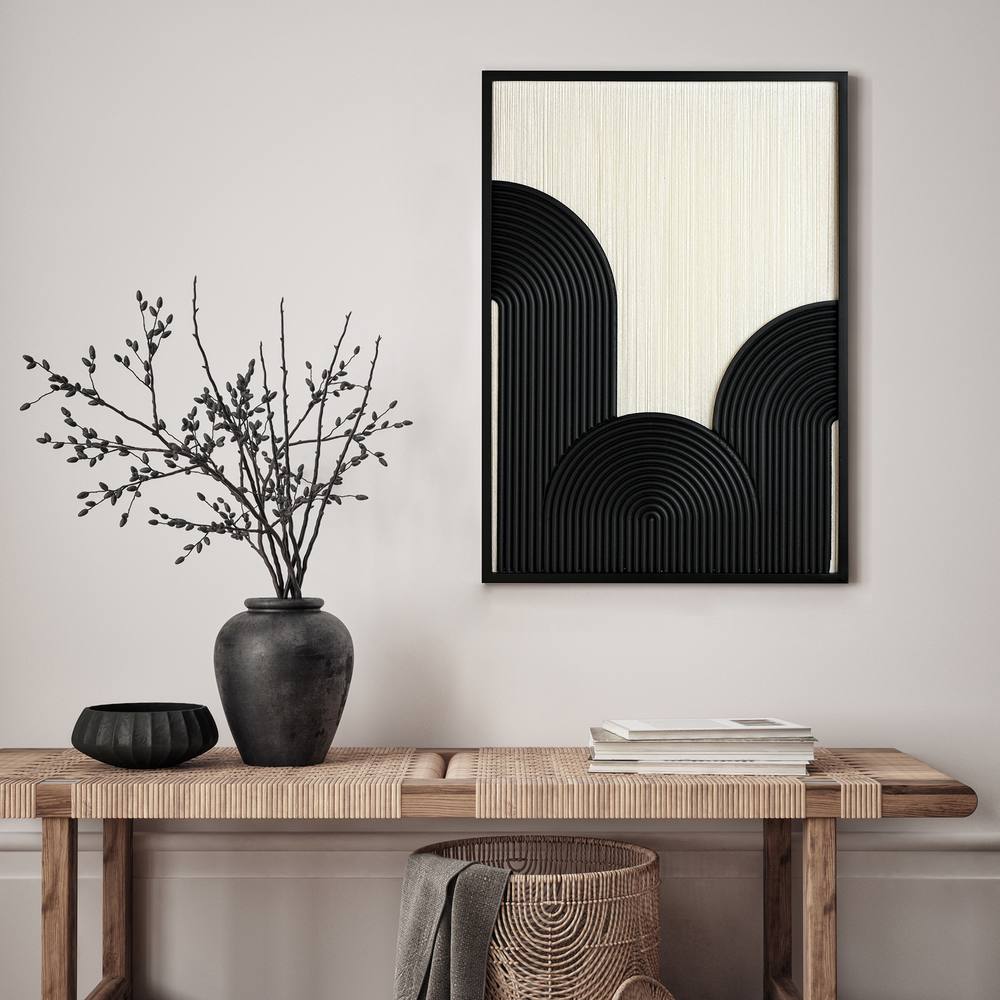 Hestia Black And Cream Arched Thread Wall Art XCm