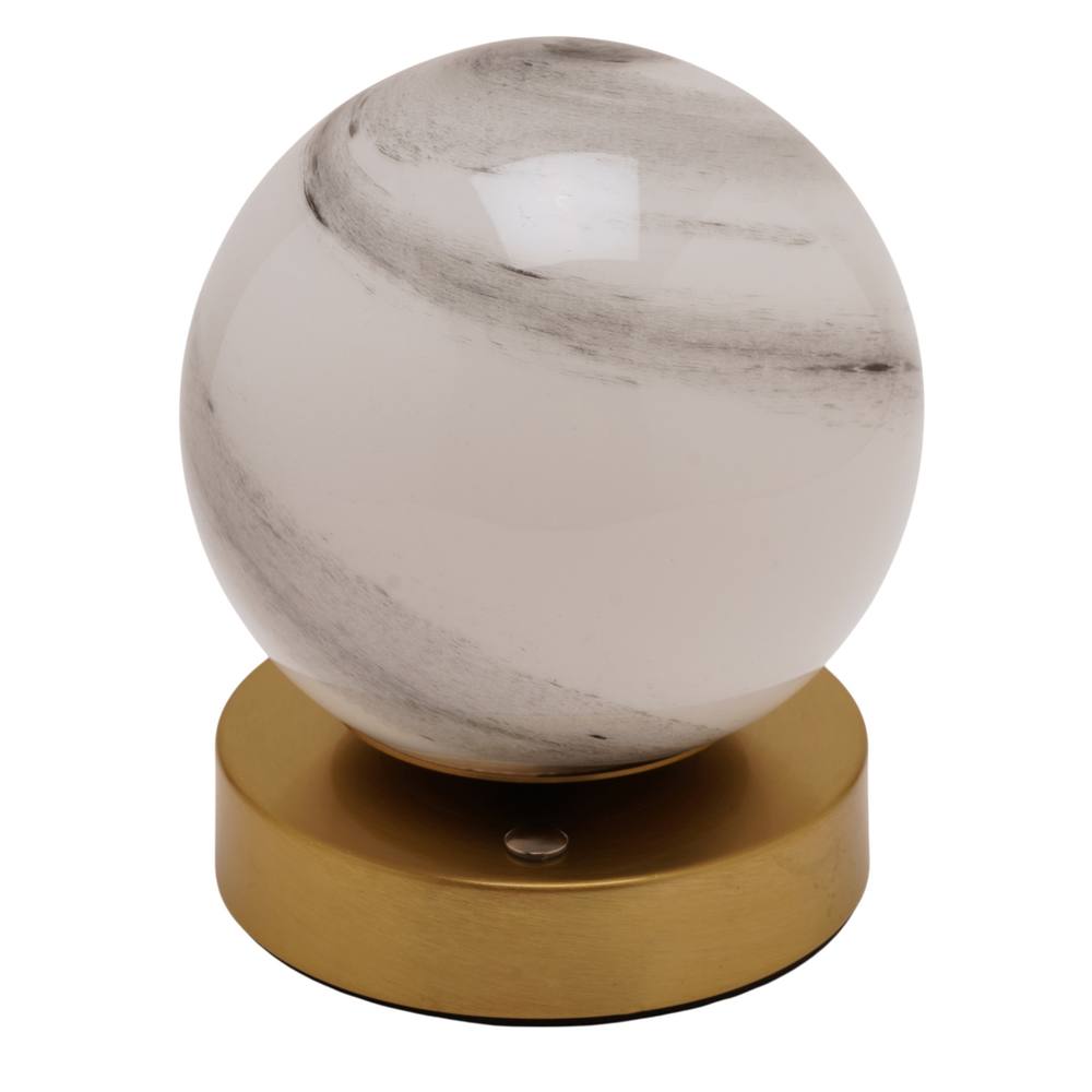 Hestia Marbled Glass Bronze Ball Usb Led Touch Table Lamp In Gold
