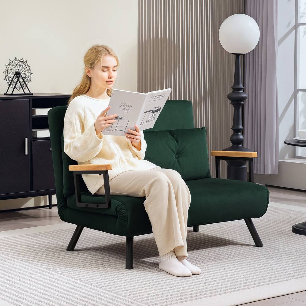 Homcom Click Clack Seater Sofa Bed For Living Room, Guest Room In Green