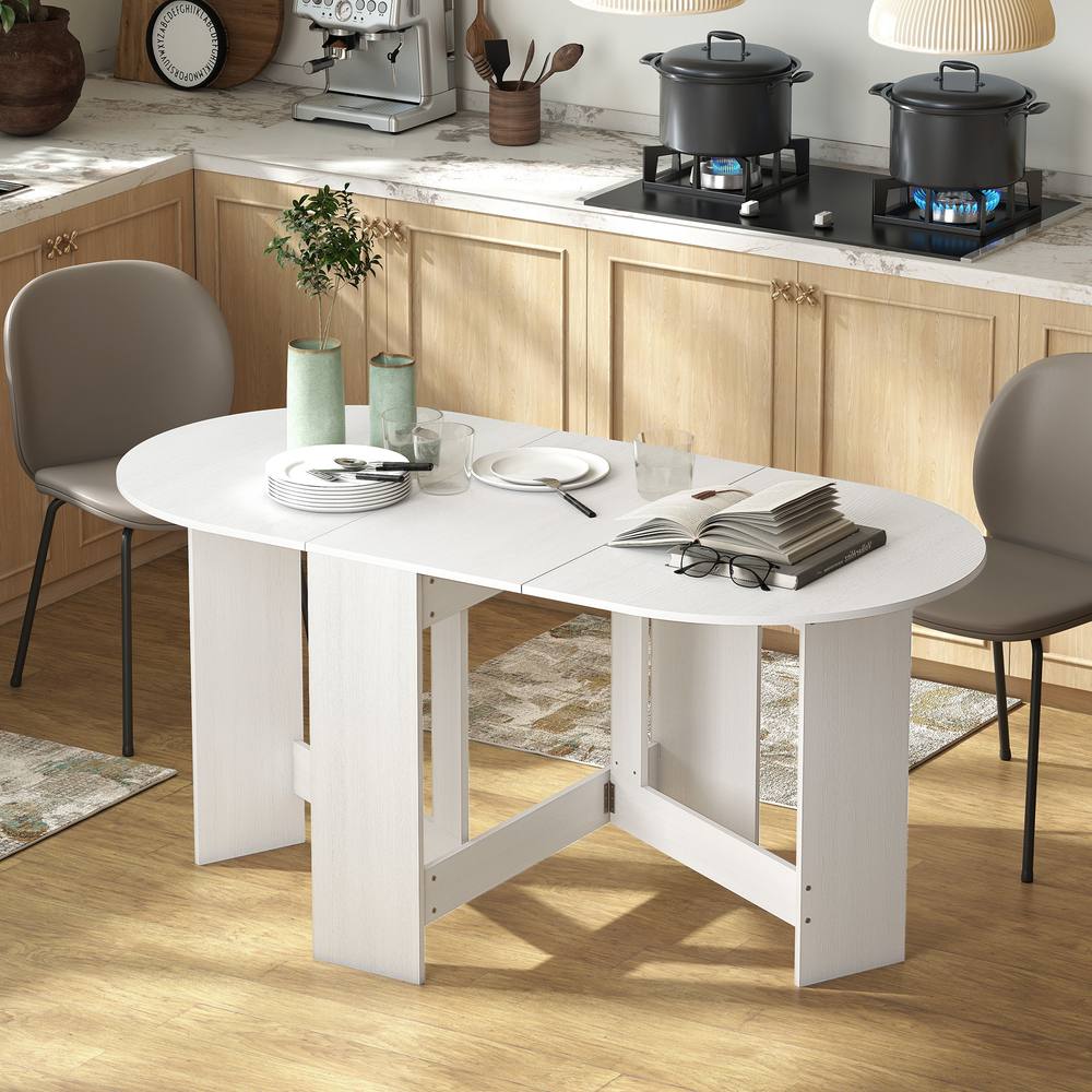 Homcom Oval Kitchen Table For Dining Room, Small Space In White