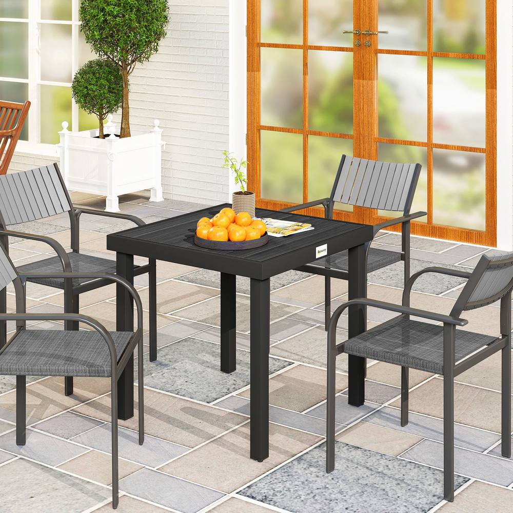 Outsunny Cm Garden Dining Table For , Square Outdoor Side Table, Black