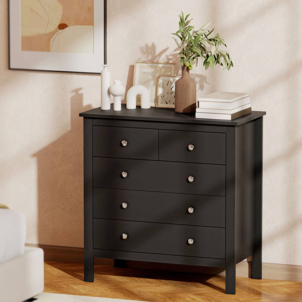 Homcom Modern Chest Of Drawers, Drawer Unit Storage Chest For Bedroom In Black