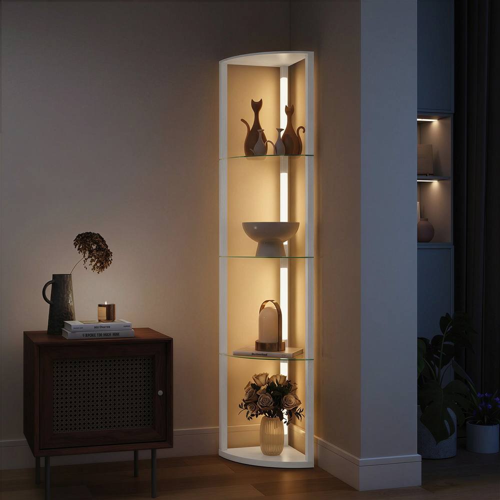 Homcom Led Floor Lamp With Shelves, Dimmable Standing Lamp With Foot Switch In White