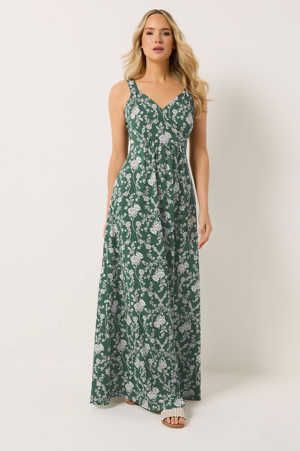 Long Tall Sally Tall Floral Maxi Dress In Dark Green