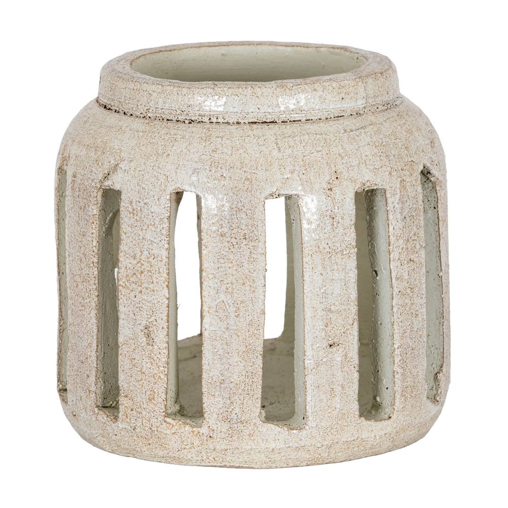 Hill Interiors Tarn Collection Ceramic Candle Holder Cm X Cm X Cm In White