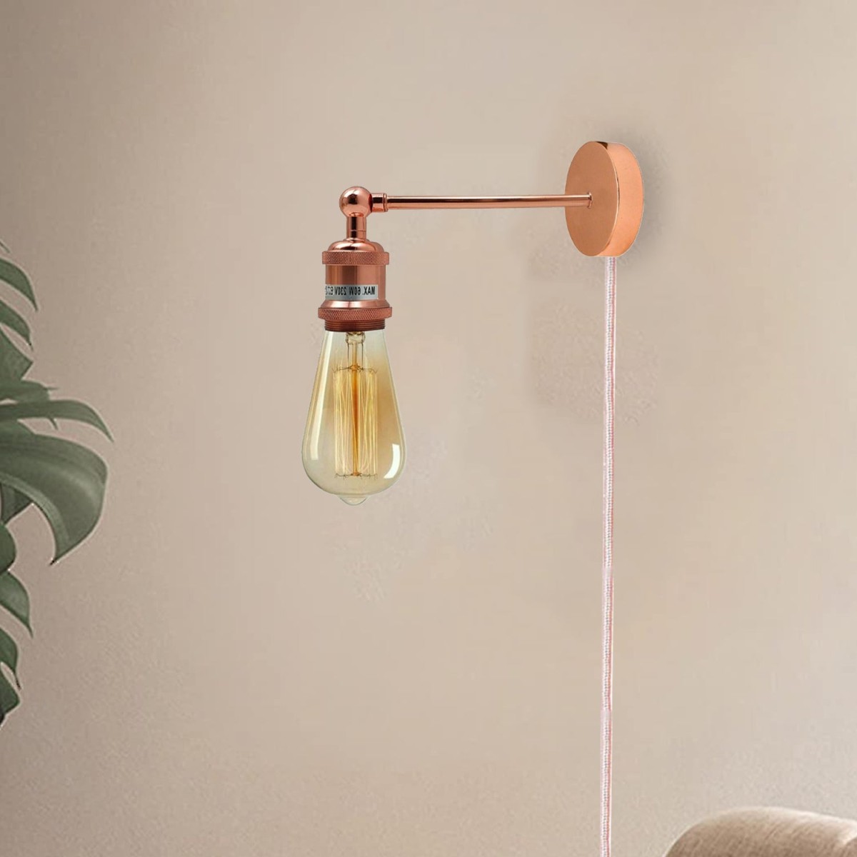 Wall Plug-in lights Vintage Wall Sconce Lamp Rose Gold ~