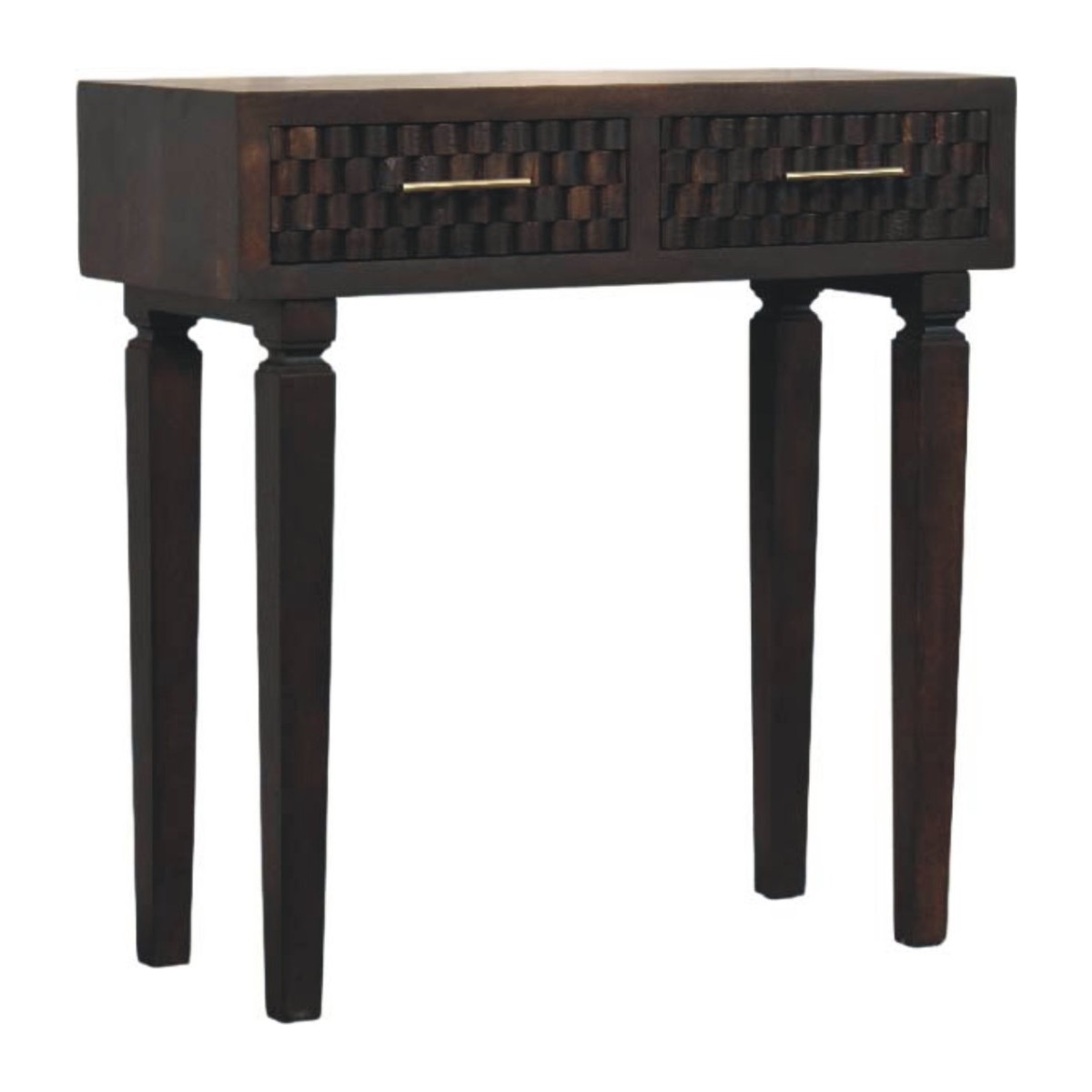 Artisan Furniture Solid Wood Arno Console Table, Drawers, Dark Brown