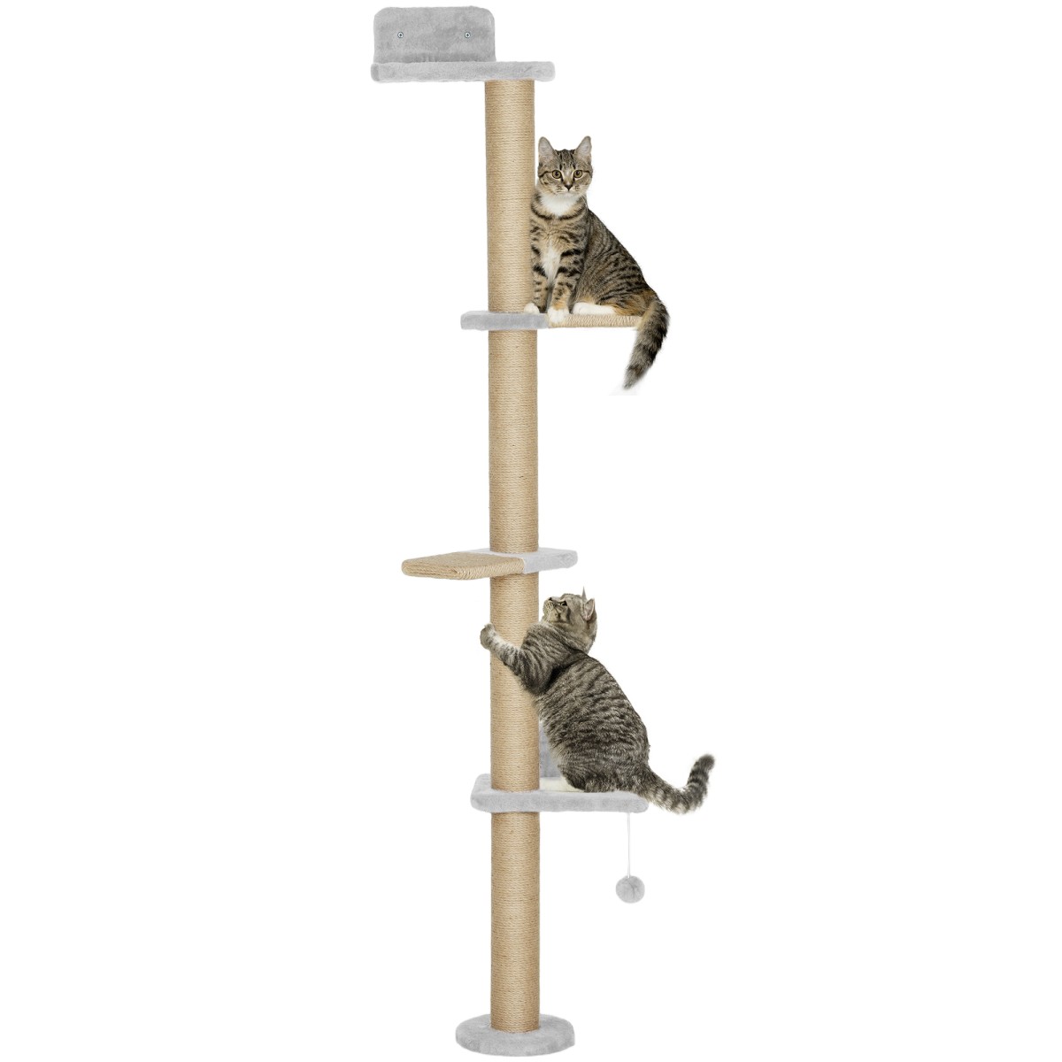Wall Mounted Cat Shelves with Climbing Platforms for Indoor, Light Grey