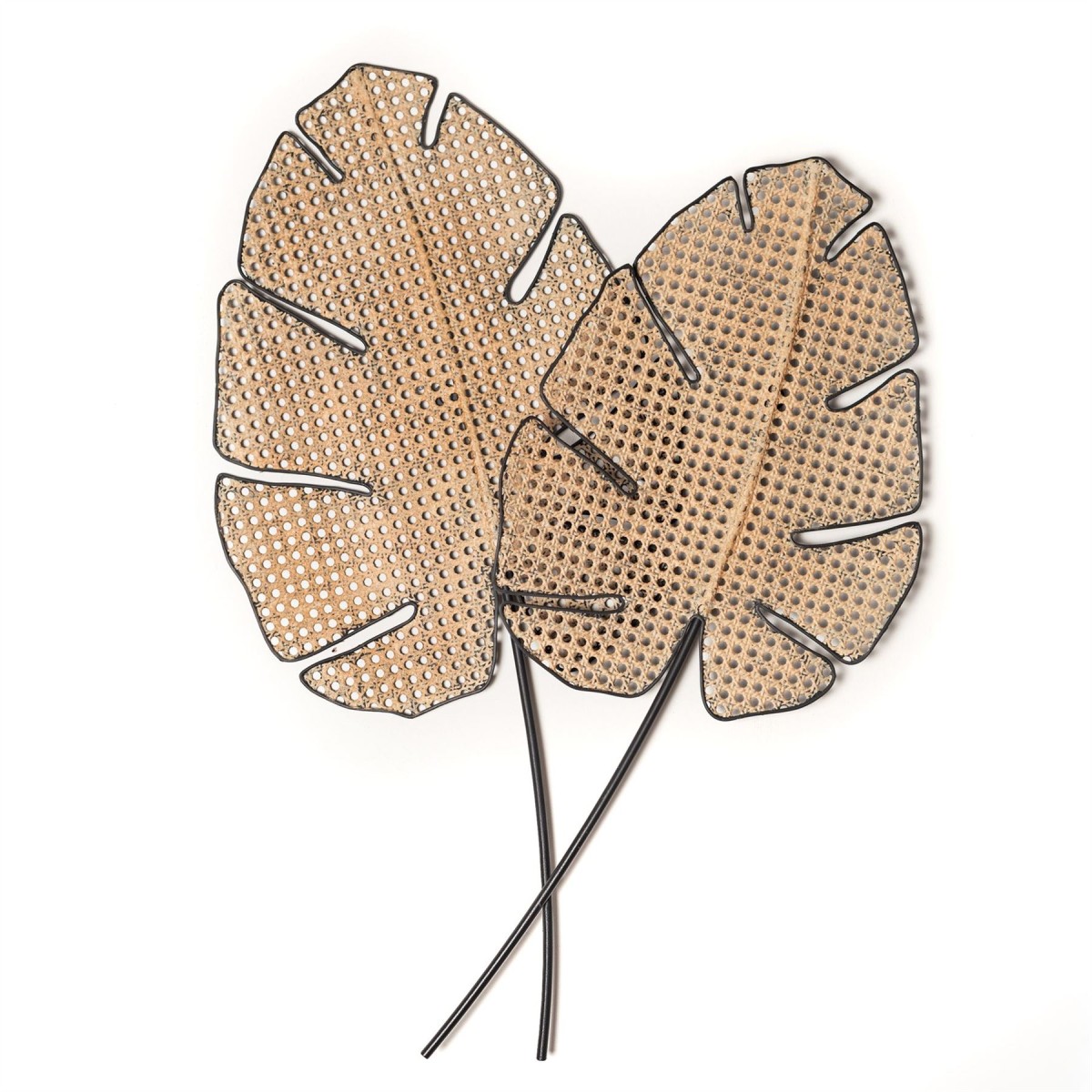 Hestia Rattan Effect Leaf Metal Wall Art x