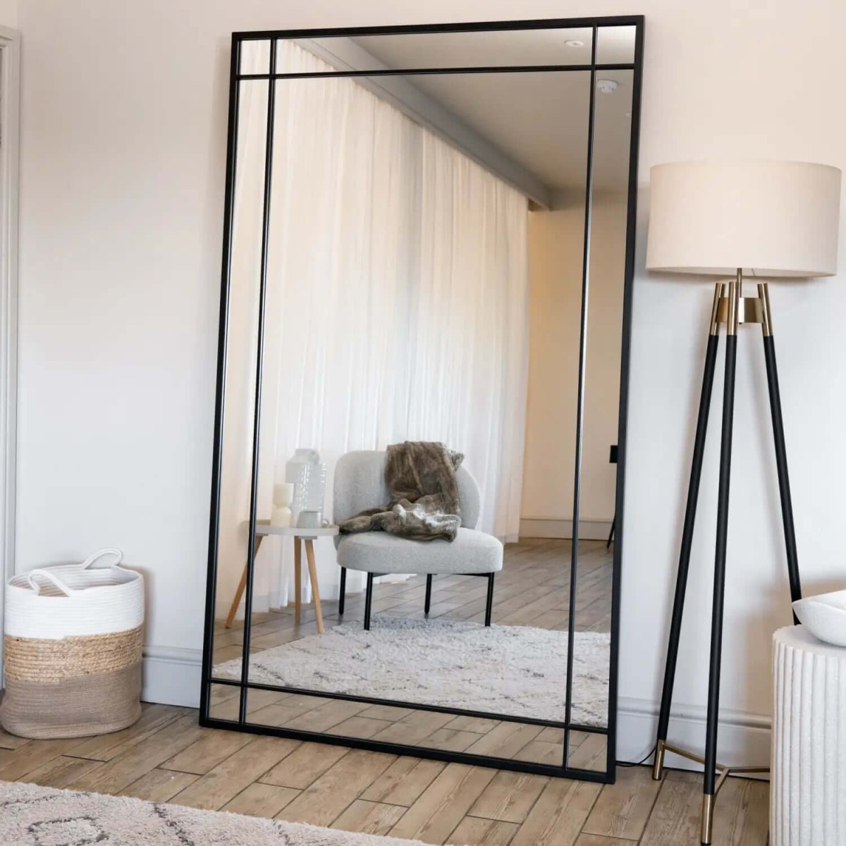 Aimi - Full Length Black Metal Rectangle Window Mirror - x