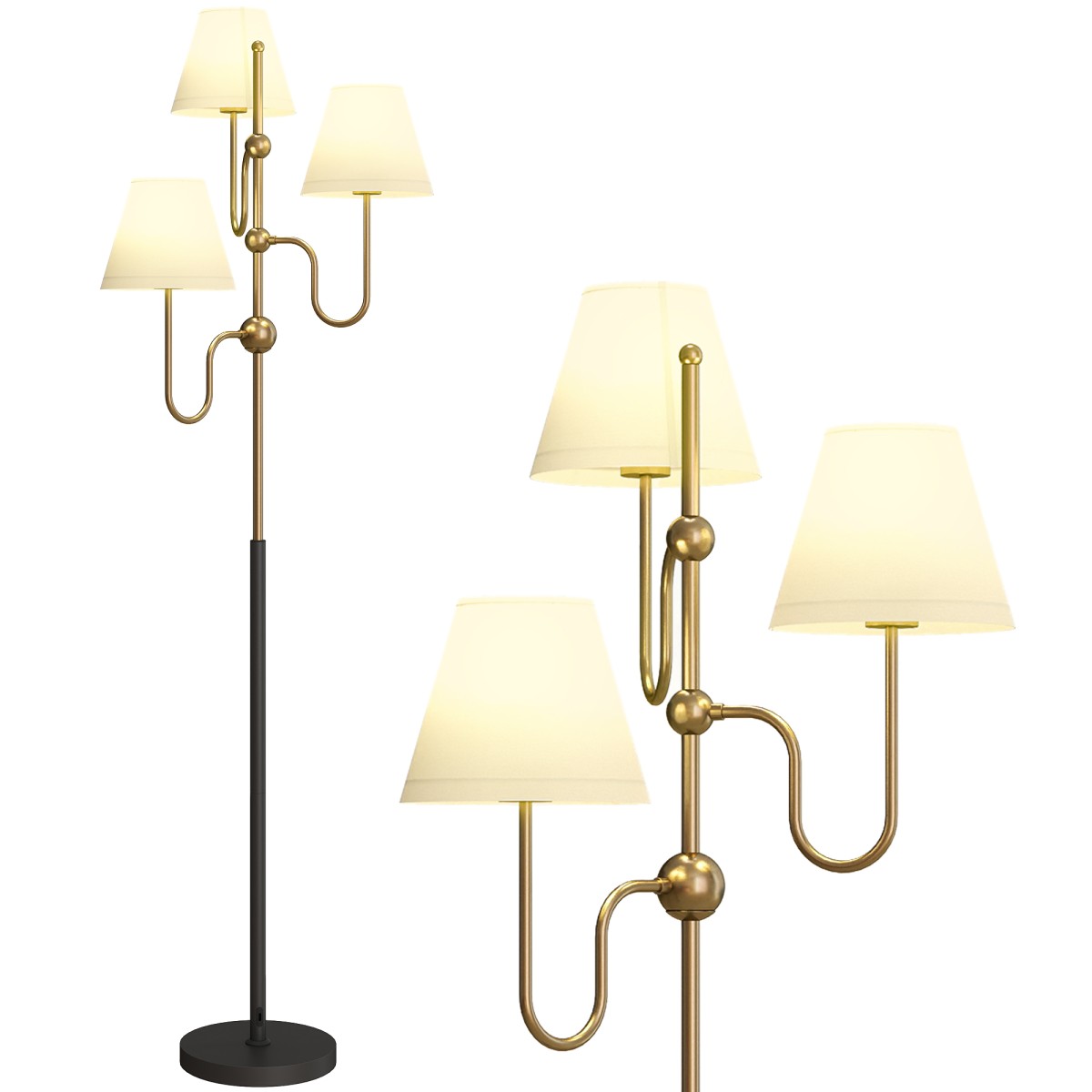 HOMCOM -Light Floor Lamp, Tall Standing Lamp with Foot Switch