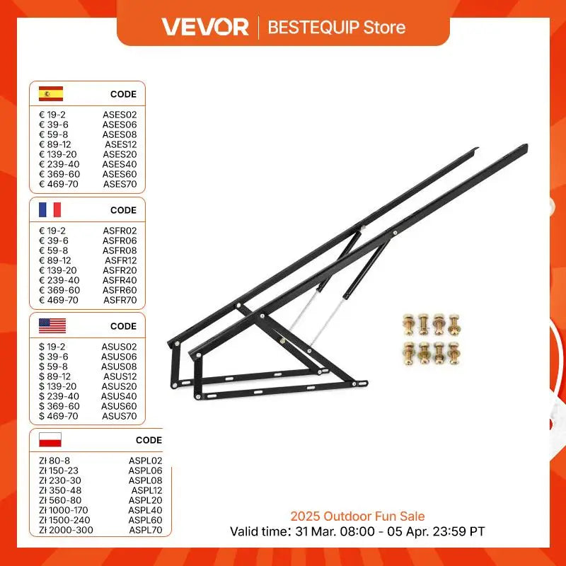 VEVOR Pair Of FT FT Heavy Pneumatic Storage Bed Lift Mechanism Gas Spring Strut Support Hinge Bed Sofa Storage Space Saving
