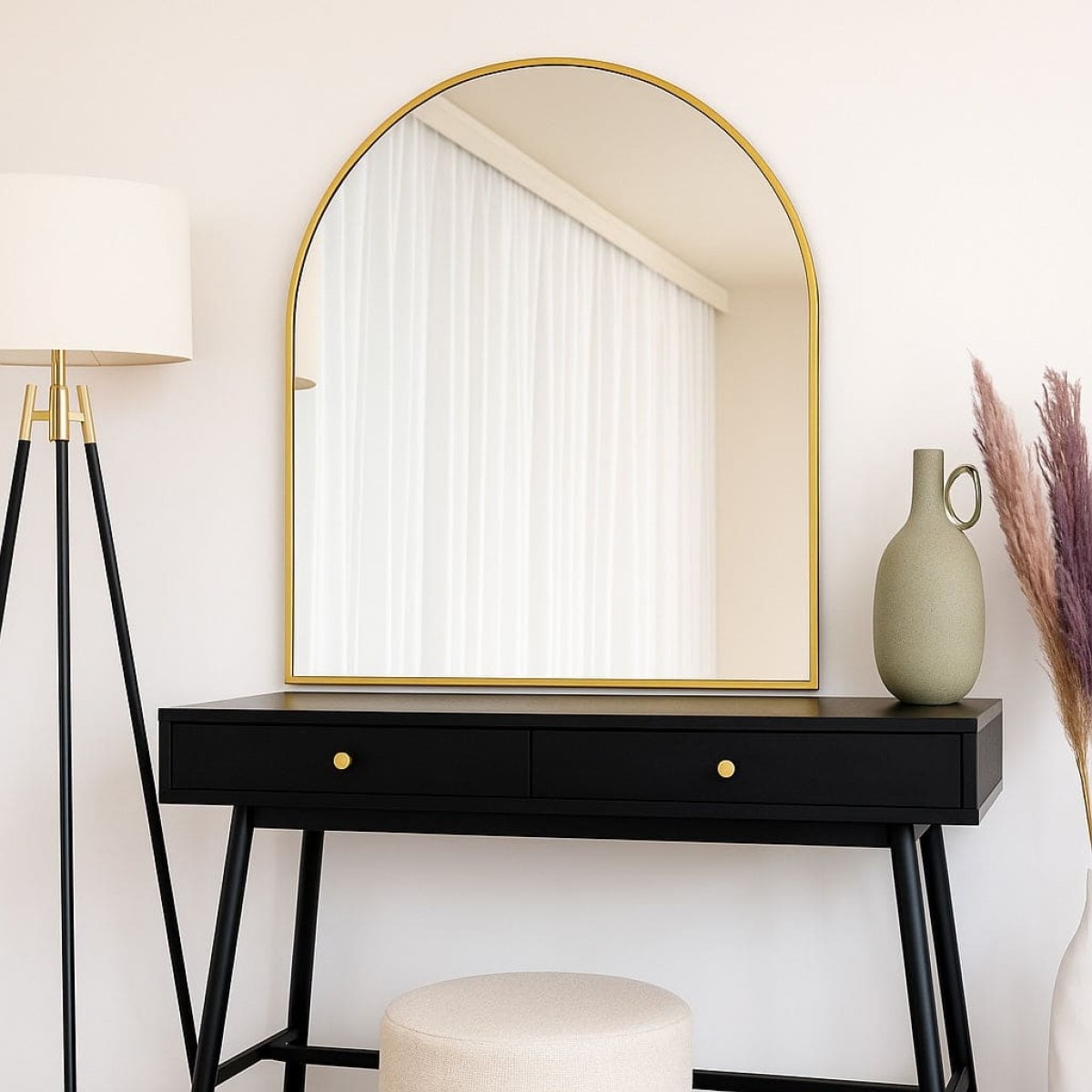 Akiko - Gold Metal Arched Mirror - x