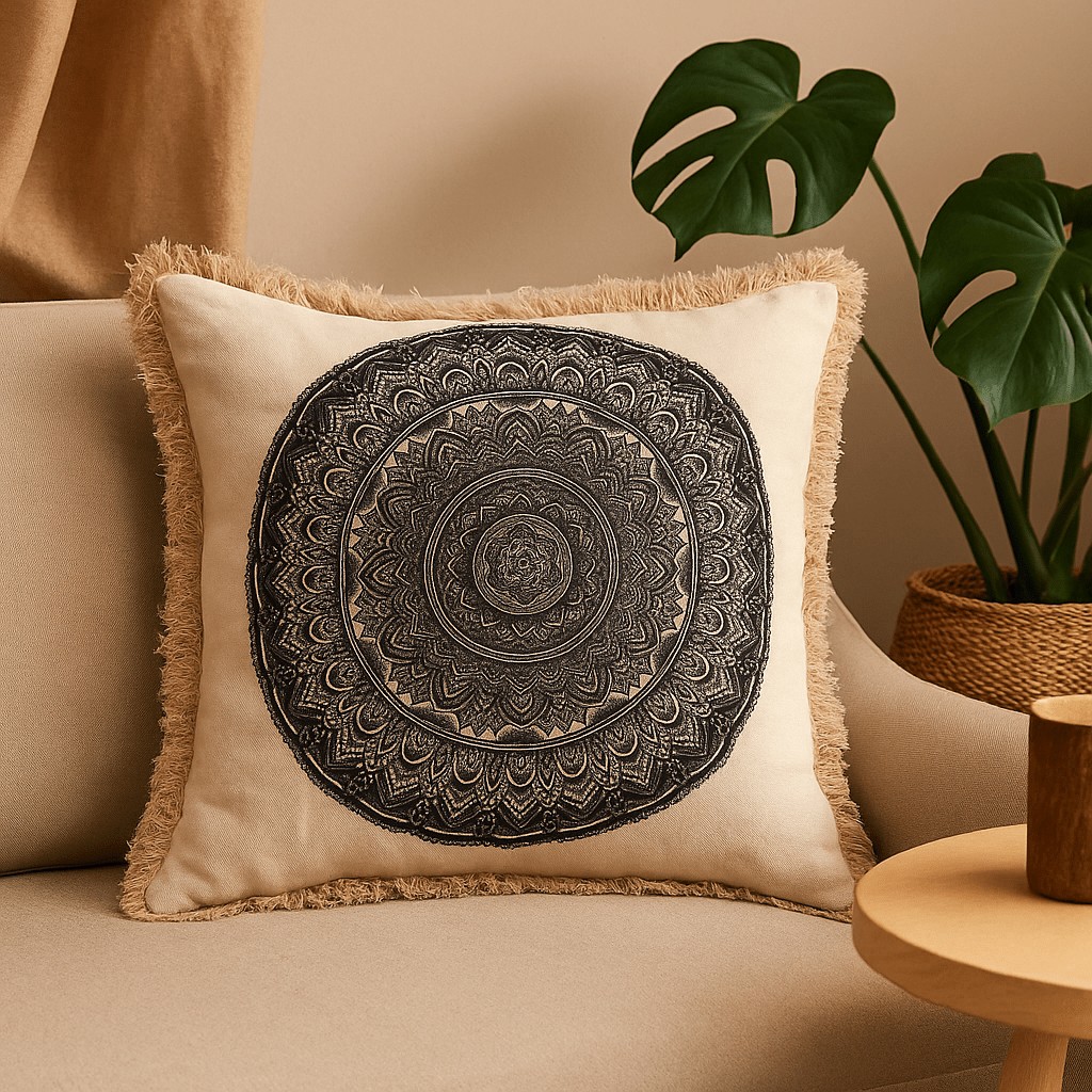 Mandala Cushion Cover x Black