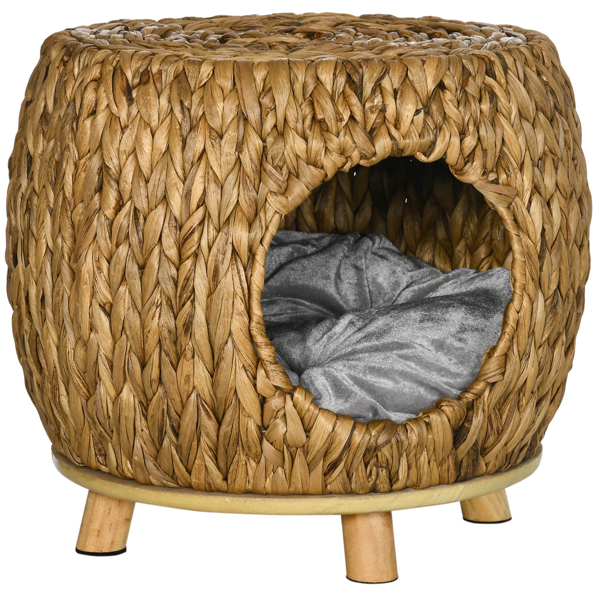 MCL Wicker Cat Bed Cat House Stool with Washable Cushion, x x