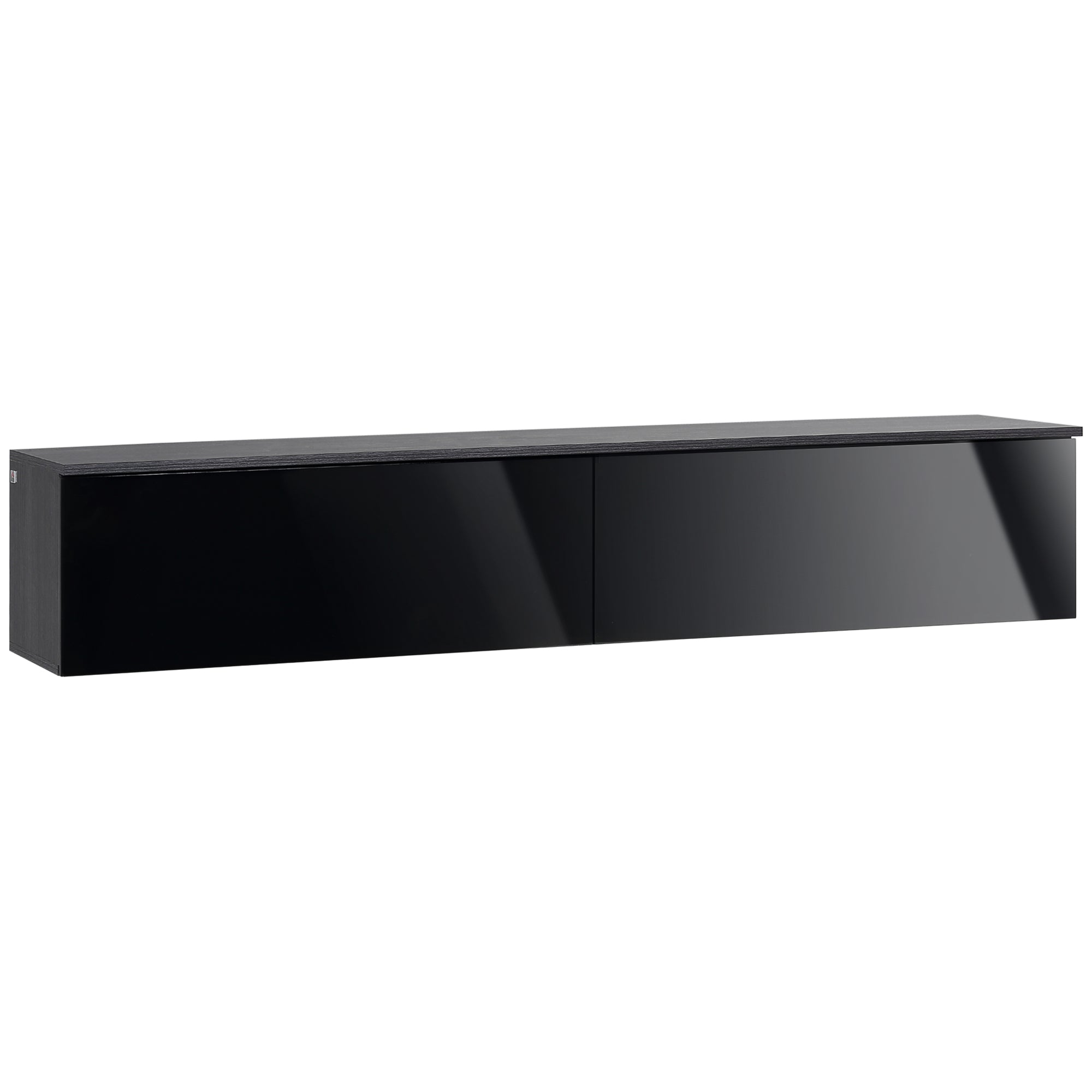 MCL High Gloss Floating TV Unit Stand for TVs up to ", Wall Mounted TV Cabinet with Storage Cupboards, Grey and Black
