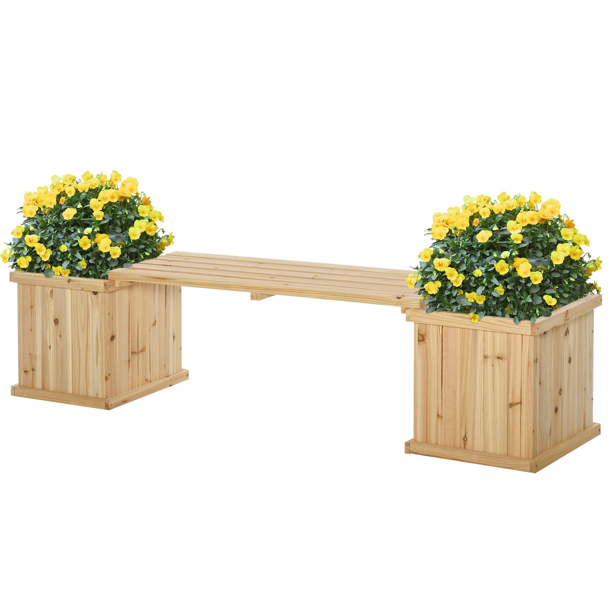 MCL L Wooden Garden Planter & Bench Combination Garden Raised Bed Patio Park Natural x x