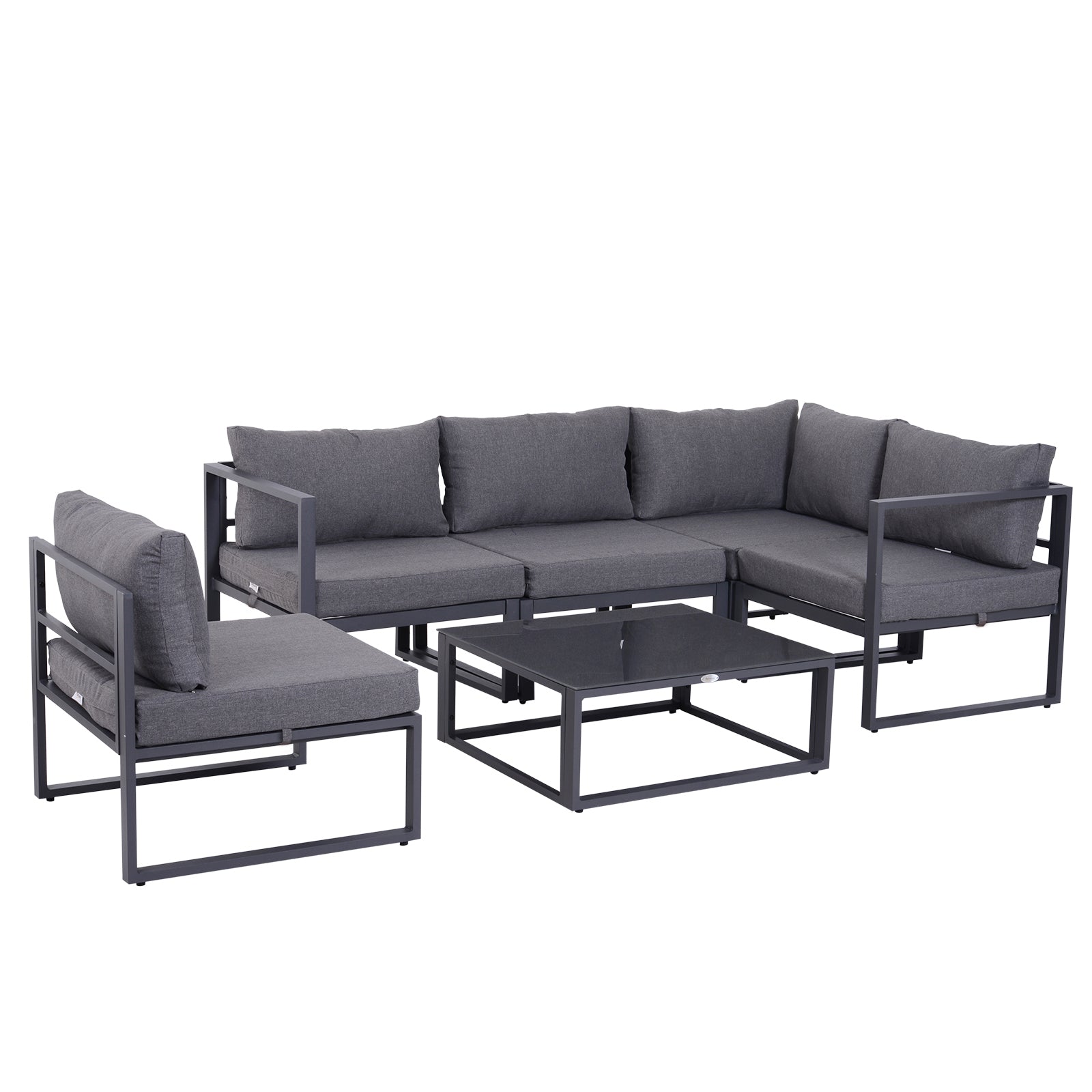 Pcs Outdoor Sectional Sofa Set Conversation Aluminum Frame Cushion Outsunny