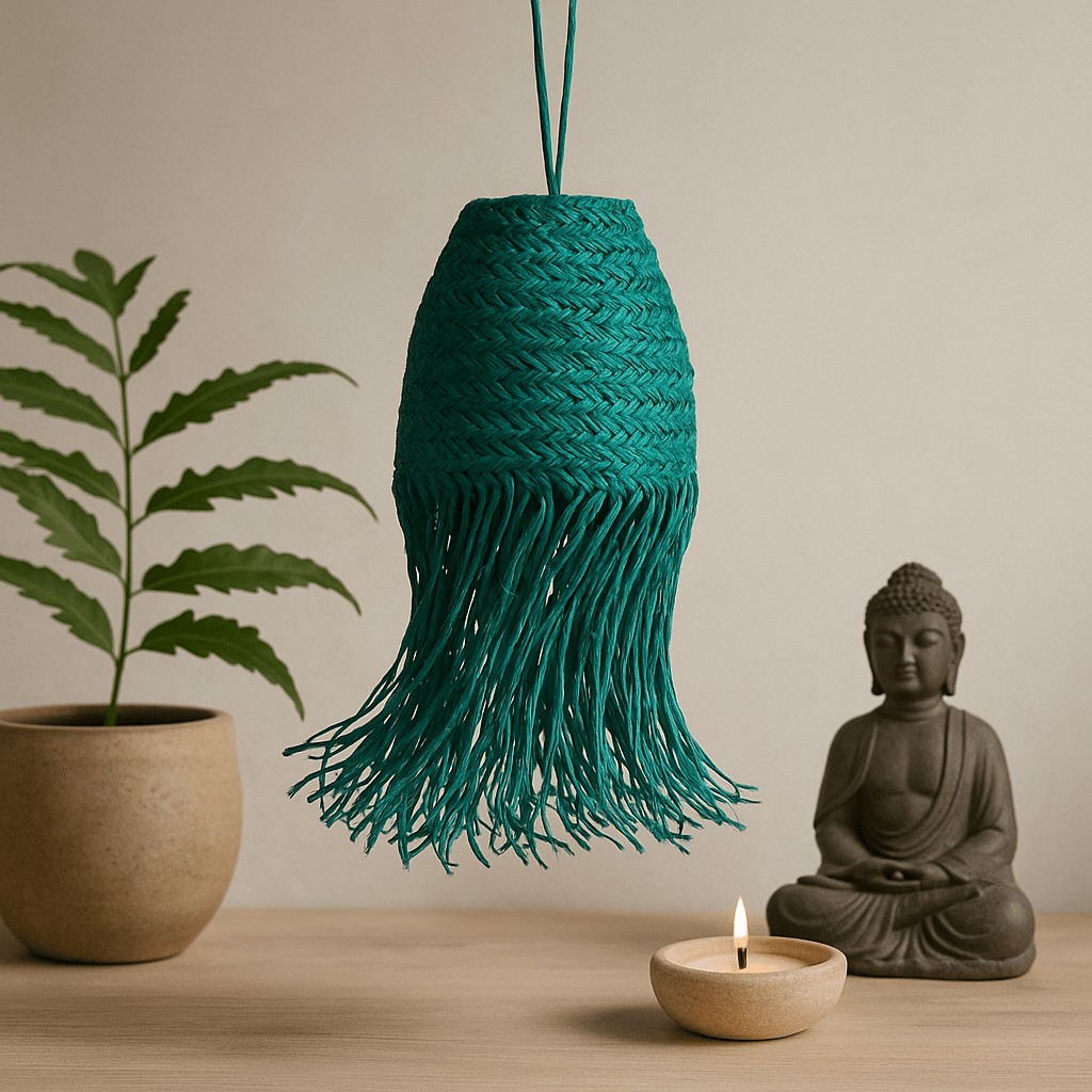 Pendant Light Shade Teal Braided Doum x