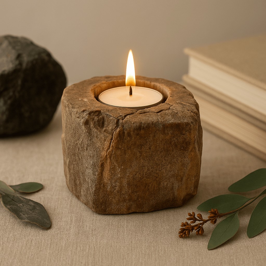 Petrified Wood Tealight Candle Holder