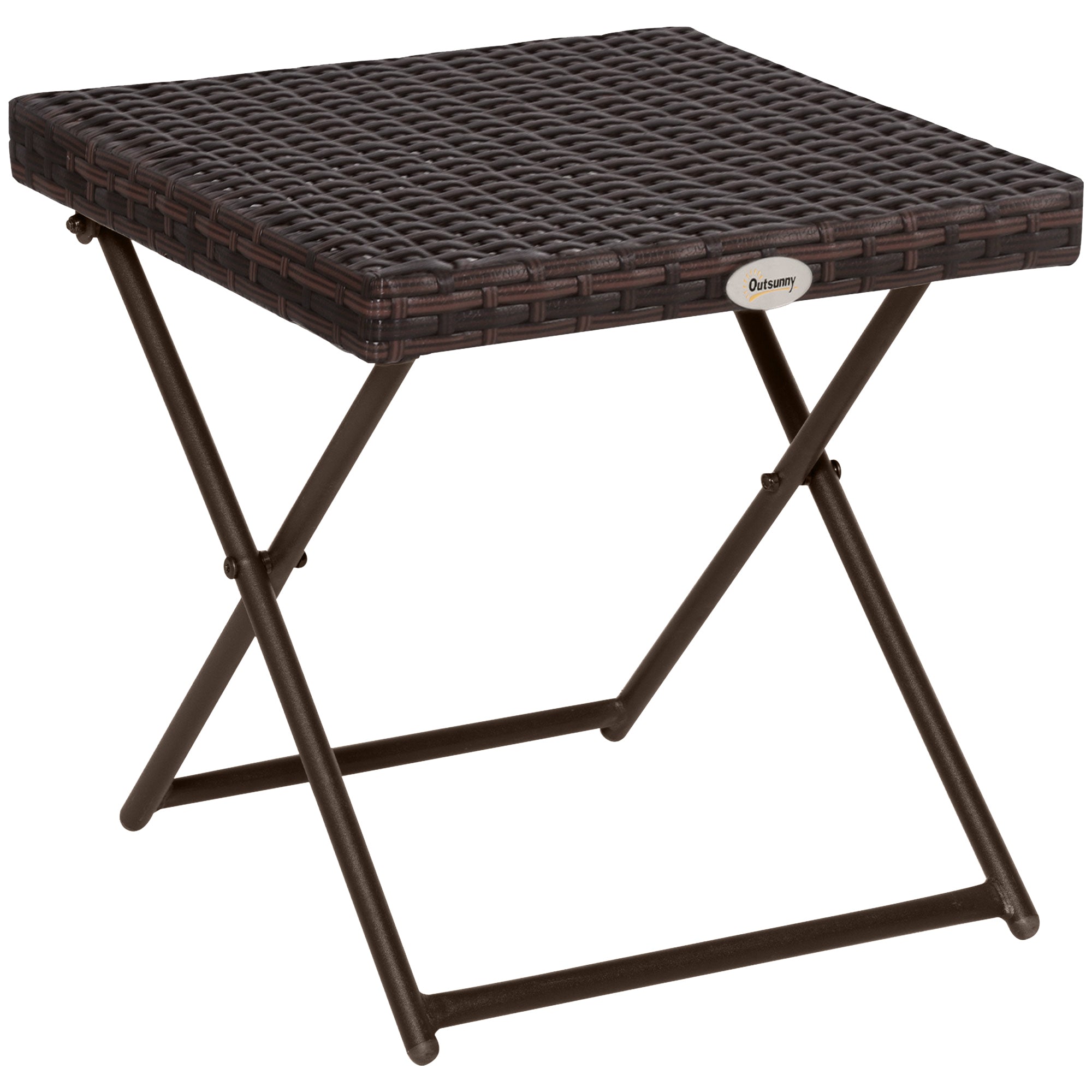 MCL Folding Rattan Garden Coffee Table, Small Square Outdoor Bistro Side Table with Rattan Top for Patio, Balcony, Porch, x x , Brown