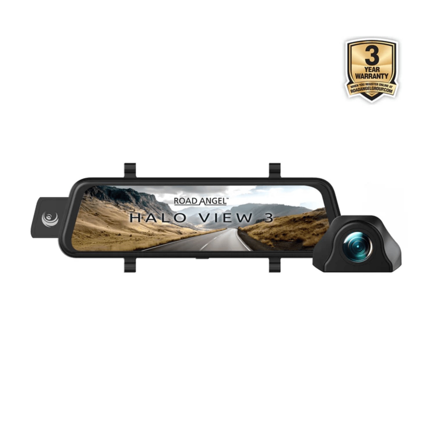 Road Angel Halo View K p & p Front & Rear Anti-Glare Mirror Dash Cam with integrated LCD touchscreen & Reverse Parking Aid