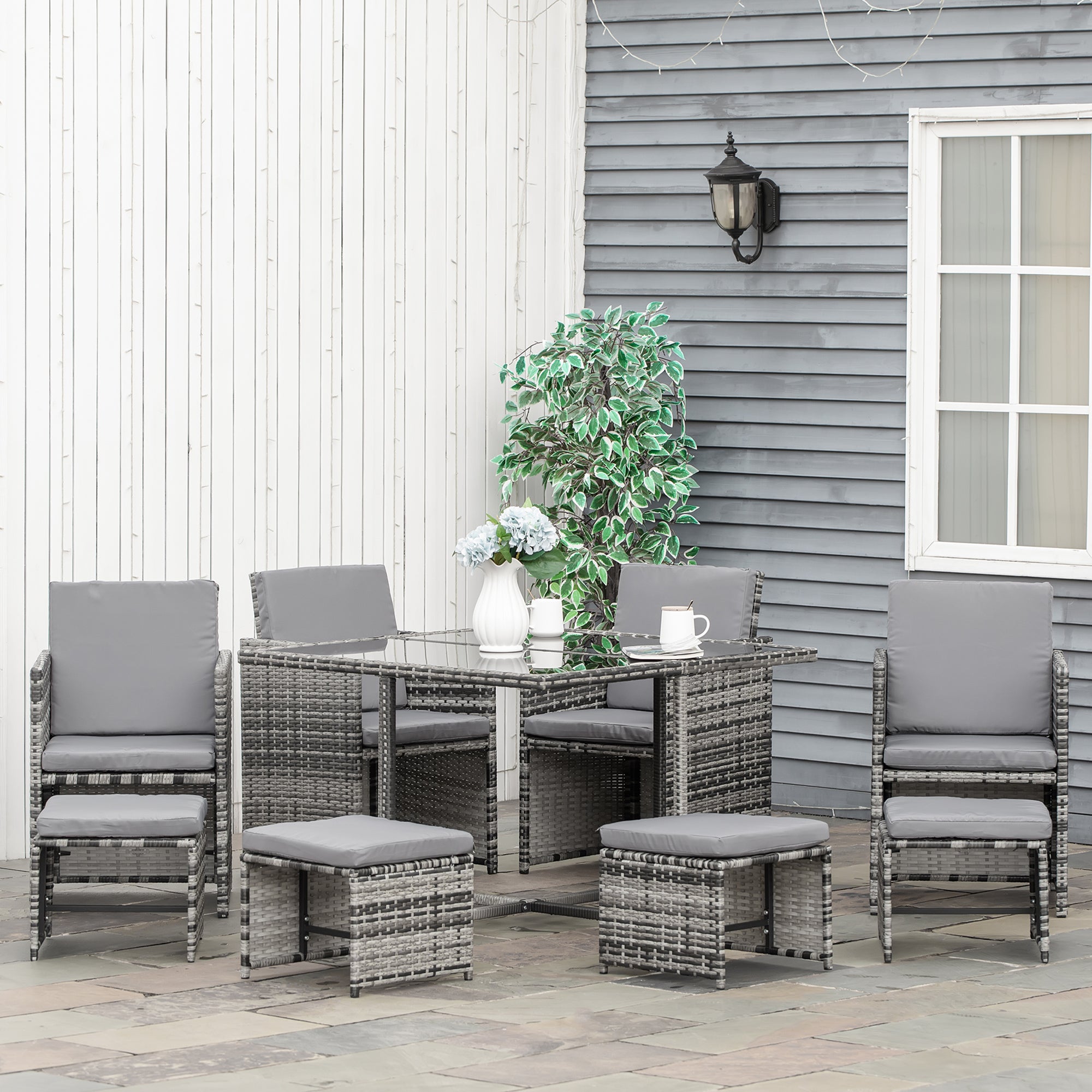 MCL -Seater Rattan Furniture Set Wicker Weave Patio Dining Table Seat