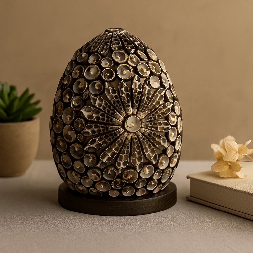 Seashell Table Lamp Oval Chocolate Twist