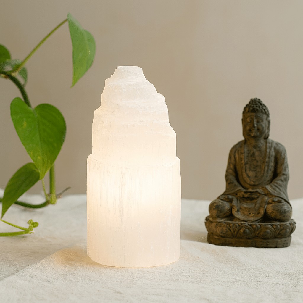 Selenite Crystal Tower Lamp