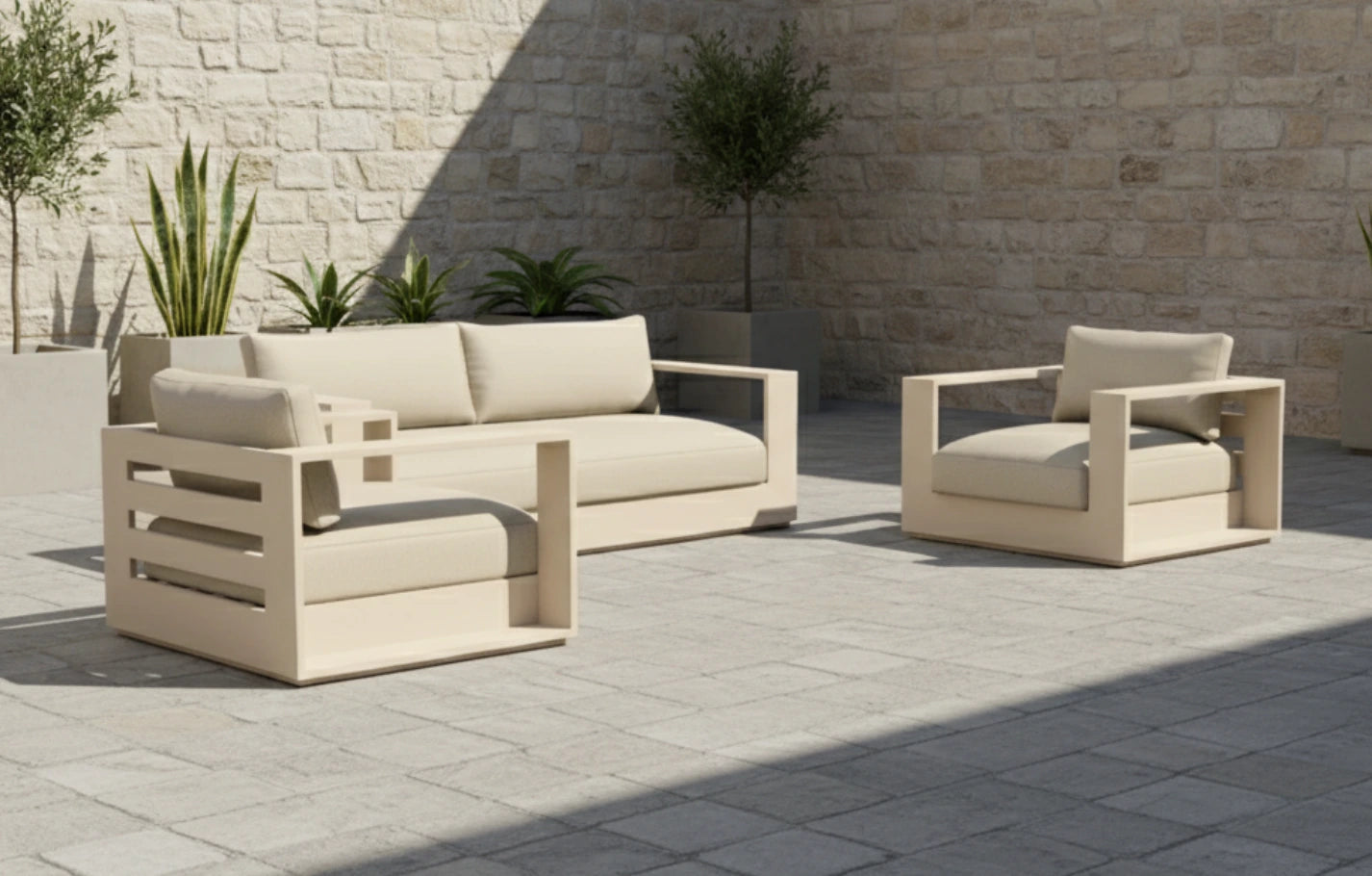 Sloane Seater Aluminium Garden Sofa and Armchair Set
