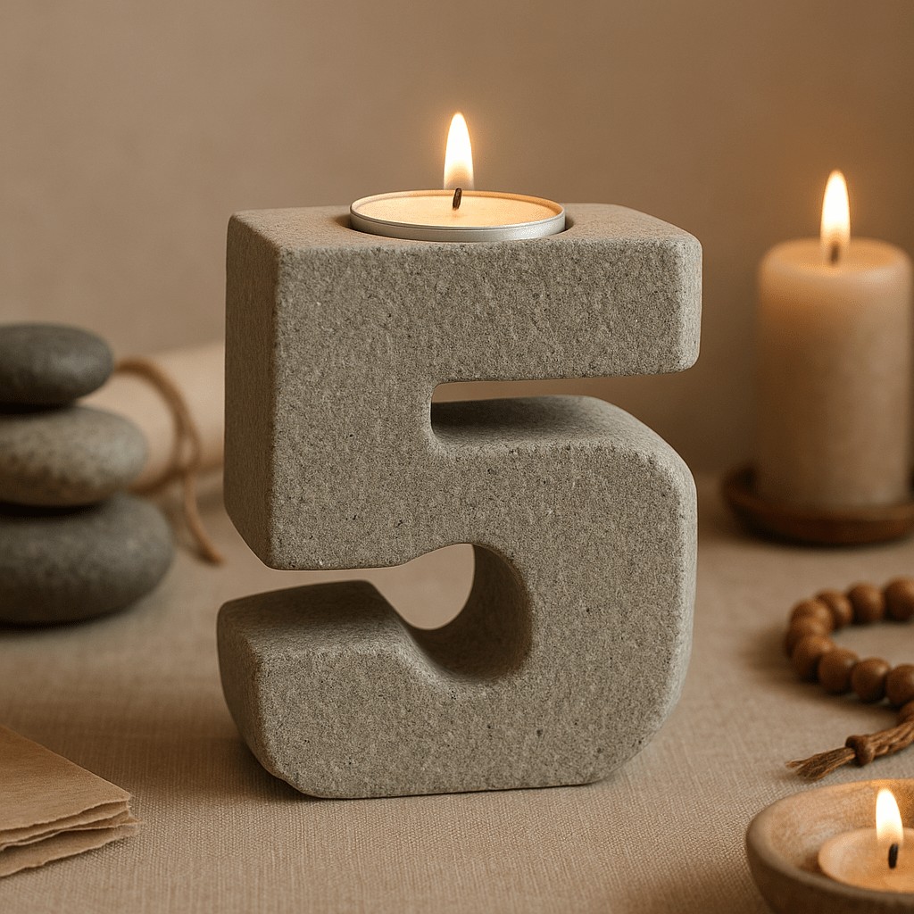 Tealight Candle Holder Granite Number