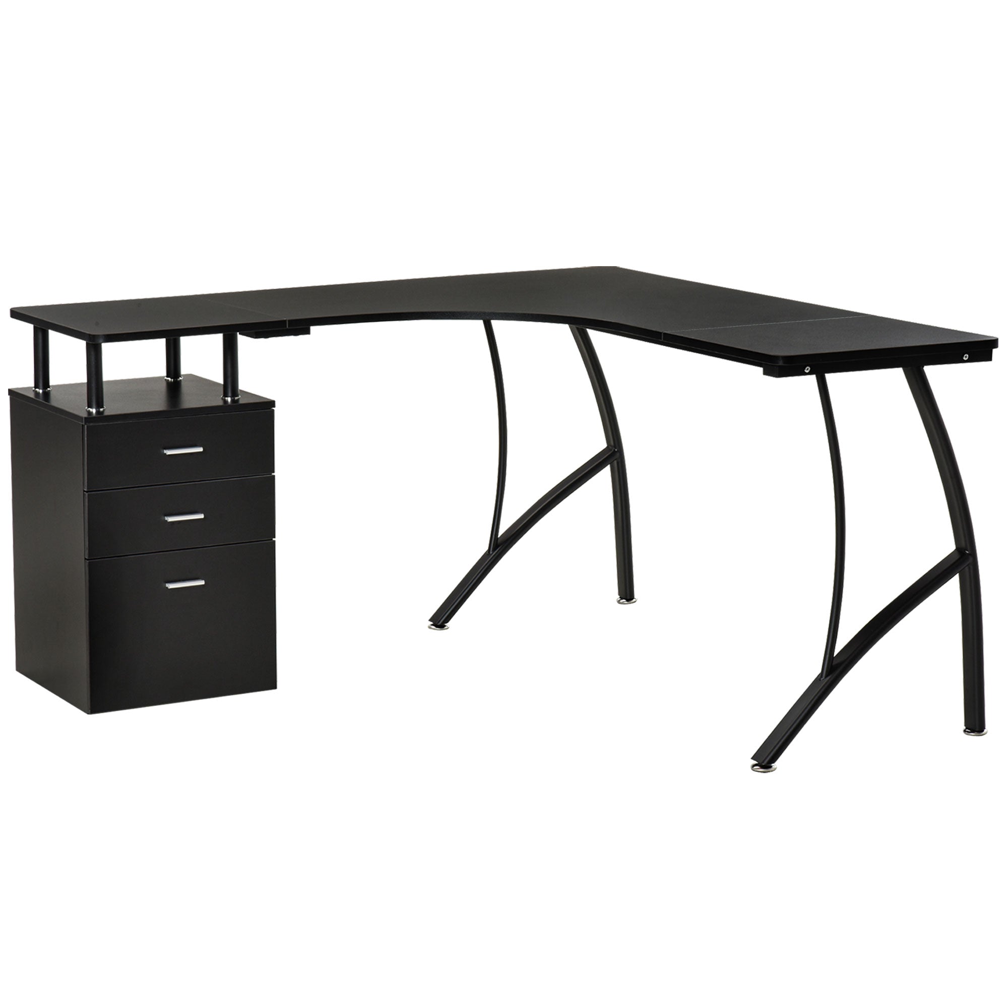 MCL L-Shaped Computer Desk Table with Storage Drawer, Home Office Desk Corner Industrial Style Workstation for A Files . x . x , Black