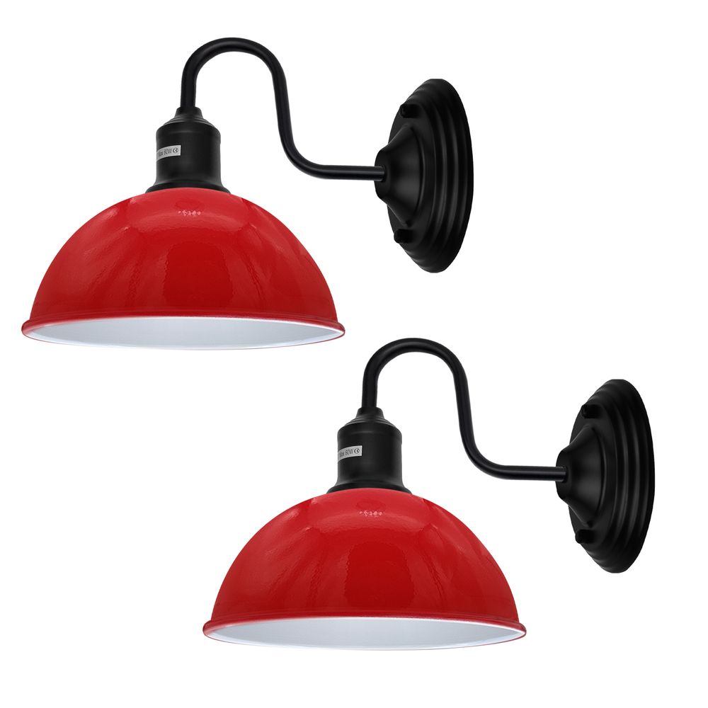 Modern Industrial Red Swan Neck Metal Arm E Sconce Wall Light Set Fixture - without bulb Red - Pack