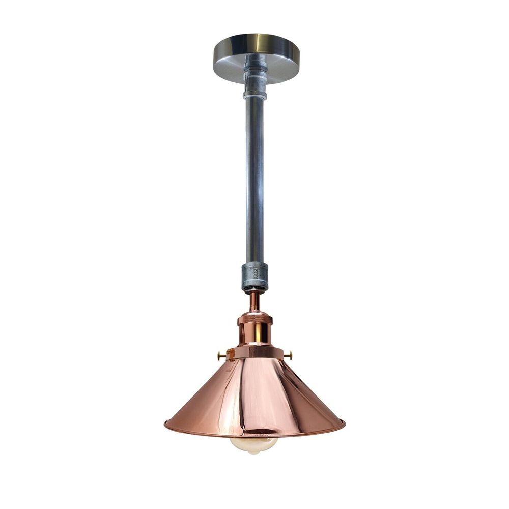 Industrial Retro Pendant Light Shade Suspended Ceiling Pipe Lights Metal Lamp - without bulb Galvanized + Rose Gold