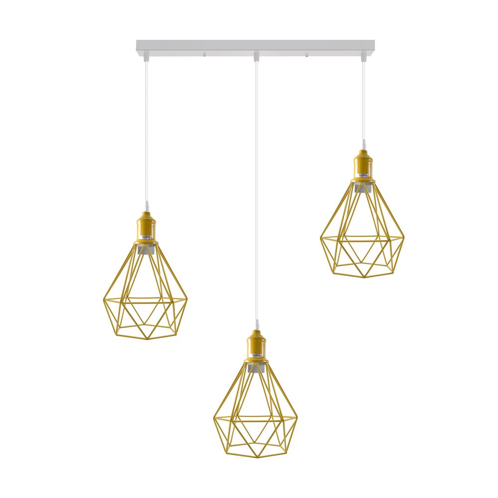 Pendant Industrial Ceiling Light Fitting, Metal Open Style Vintage Lamp Shade - with bulb Yellow