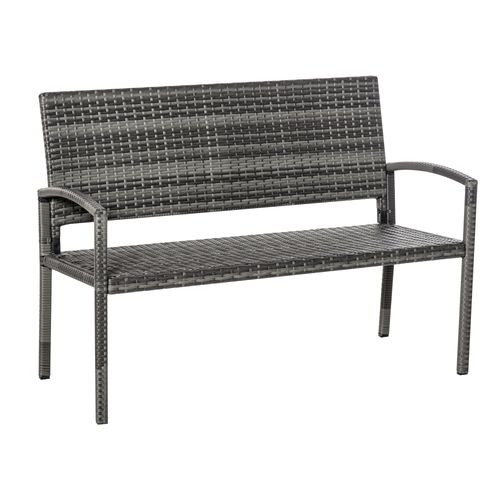 Outsunny Patio Rattan Seater Garden Bench Love Seater Garden Armchair Grey