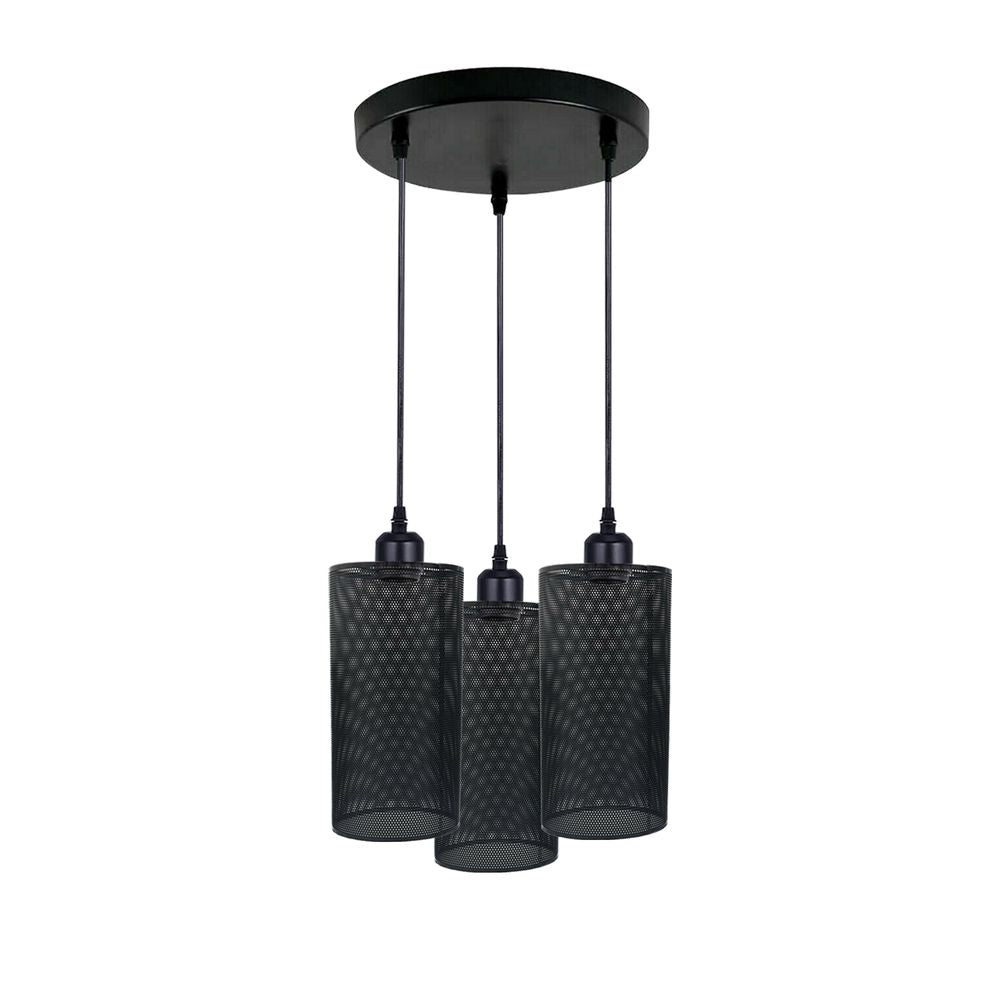 Ceiling Rose Way Hanging Pendant Lamp Shade Light Fitting Lighting Kit - With Bulb Black