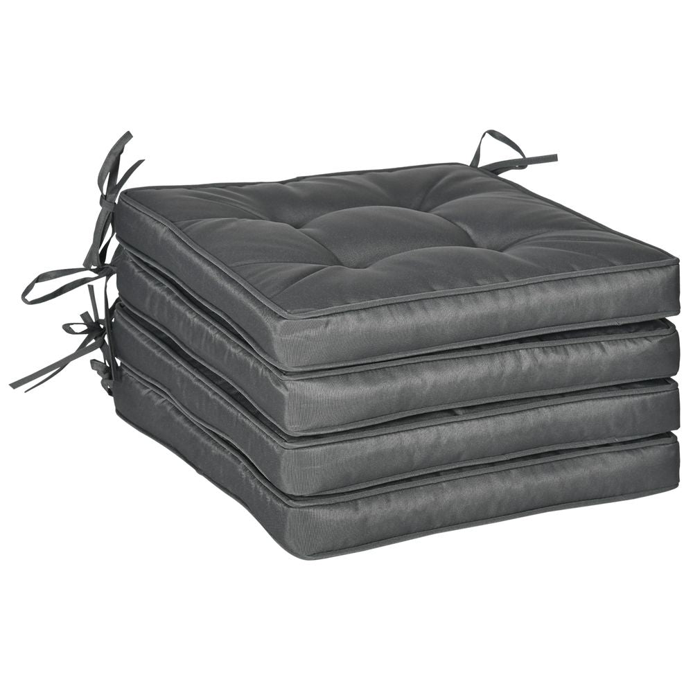 Premium Grey Garden Seat Cushion: x, Ties, High Quality, Durable, Tufted, All-Weather, Perfect for Outdoor Dining Chairs