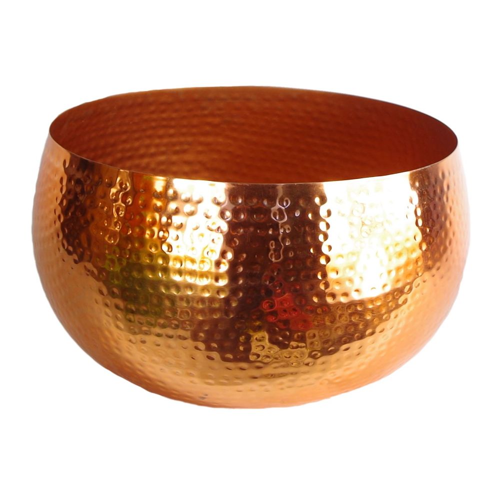 Metal Bowl Planter x Hammered Copper Colour Straight Edge