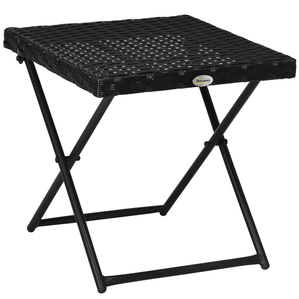 Weather-resistant Folding Rattan Coffee Table - Ideal for Bistro, Balcony, Garden
