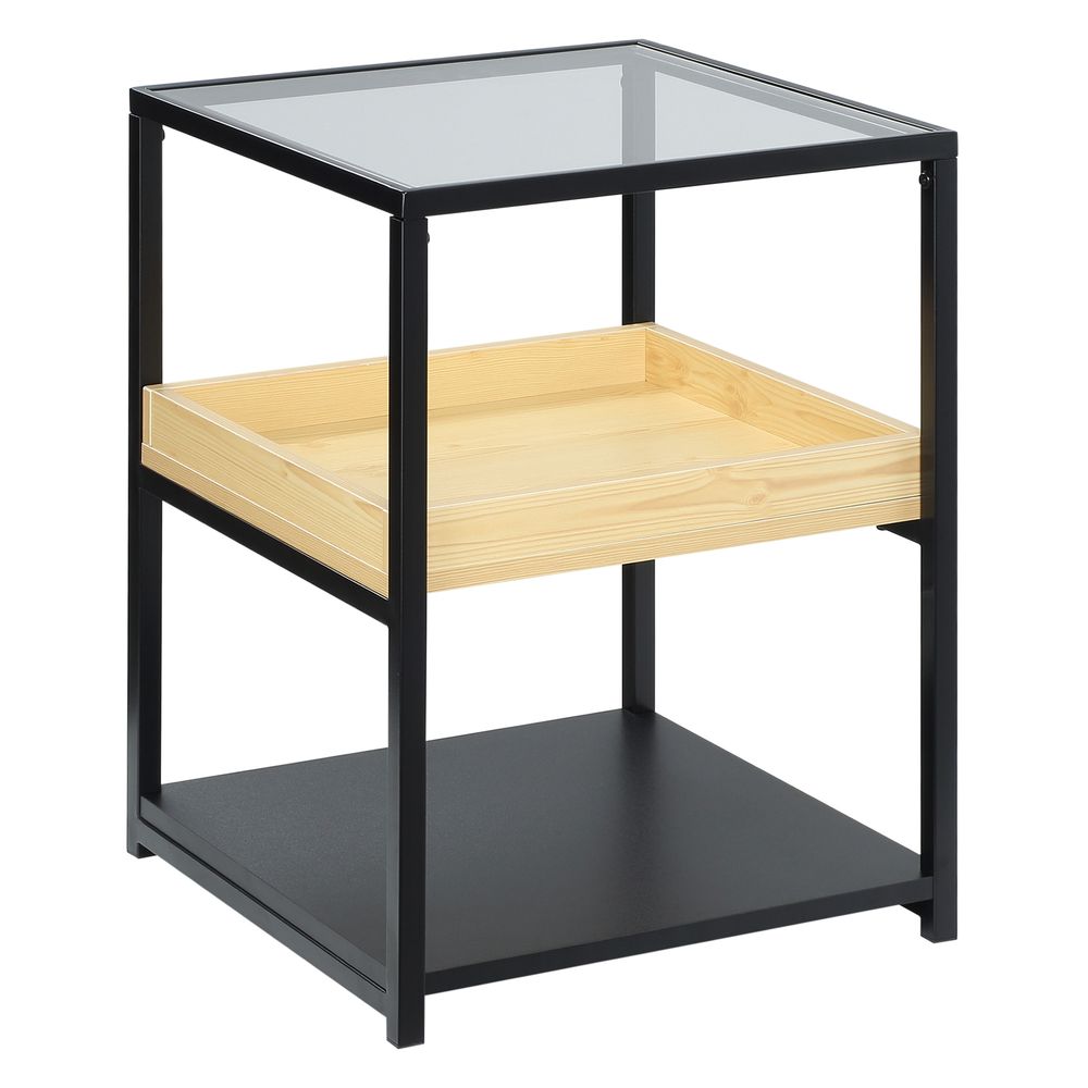 HOMCOM Industrial Side Table with -tier Storage Shelves for Living Room